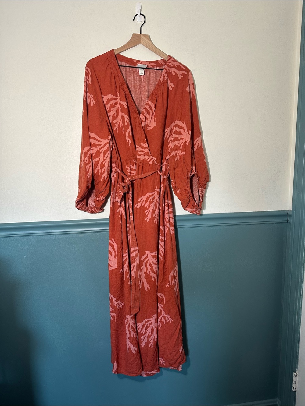 Ava & Viv Rust Maxi Dress with Pink Botanical Print
